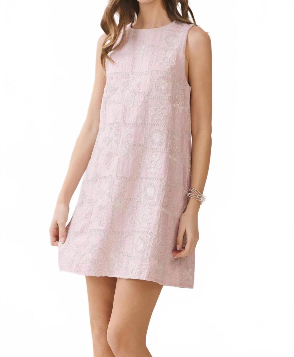 NEW TCEC aubrey embroidered floral mini dress in pink